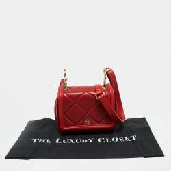 Pre Owned CH Carolina Herrera Red Quilted Leather Crossbody Bag