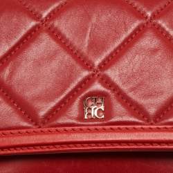 Pre Owned CH Carolina Herrera Red Quilted Leather Crossbody Bag