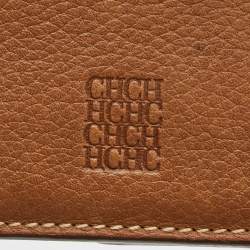 مملوكة مسبقًا CH Carolina Herrera Light Brown Monogram Leather Bifold Flap Wallet