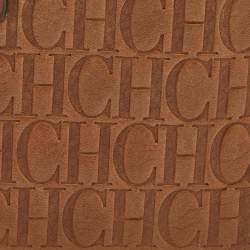 مملوكة مسبقًا CH Carolina Herrera Light Brown Monogram Leather Bifold Flap Wallet