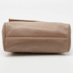Pre Owned CH Carolina Herrera Beige Leather Minuetto Top Handle Bag