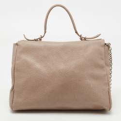 Pre Owned CH Carolina Herrera Beige Leather Minuetto Top Handle Bag