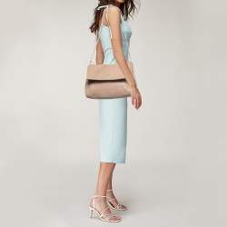 Pre Owned CH Carolina Herrera Beige Leather Minuetto Top Handle Bag