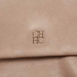 Pre Owned CH Carolina Herrera Beige Leather Minuetto Top Handle Bag