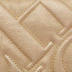 مملوكة مسبقًا CH Carolina Herrera Metallic Gold Quilted Leather Flap Chain Shoulder Bag