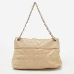 مملوكة مسبقًا CH Carolina Herrera Metallic Gold Quilted Leather Flap Chain Shoulder Bag