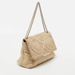 مملوكة مسبقًا CH Carolina Herrera Metallic Gold Quilted Leather Flap Chain Shoulder Bag