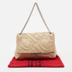 مملوكة مسبقًا CH Carolina Herrera Metallic Gold Quilted Leather Flap Chain Shoulder Bag