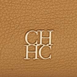 Pre Owned CH Carolina Herrera Gold Leather Chain Tassel Hobo