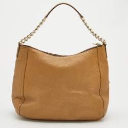 Pre Owned CH Carolina Herrera Gold Leather Chain Tassel Hobo