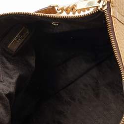 Pre Owned CH Carolina Herrera Gold Leather Chain Tassel Hobo