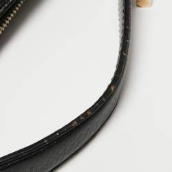 مملوكة مسبقًا CH Carolina Herrera Black Logo Embossed Leather Shoulder Bag