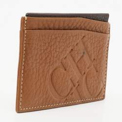 CH Carolina Herrera Tan Monogram Embossed Leather Card Holder