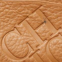 CH Carolina Herrera Tan Monogram Embossed Leather Card Holder