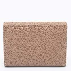 Pre Owned CH Carolina Herrera Beige Leather Flap Card Case