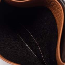 Pre Owned CH Carolina Herrera Tan Monogram Embossed Leather Card Holder