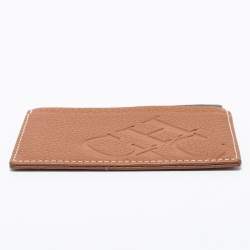 Pre Owned CH Carolina Herrera Tan Monogram Embossed Leather Card Holder