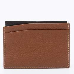 Pre Owned CH Carolina Herrera Tan Monogram Embossed Leather Card Holder