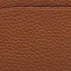 Pre Owned CH Carolina Herrera Tan Monogram Embossed Leather Card Holder