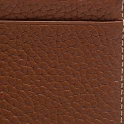 Pre Owned CH Carolina Herrera Tan Monogram Embossed Leather Card Holder