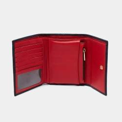 مملوكة مسبقًا CH Carolina Herrera Black Leather Logo Embossed Trifold Wallet