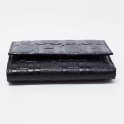 مملوكة مسبقًا CH Carolina Herrera Black Leather Logo Embossed Trifold Wallet
