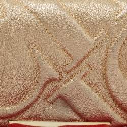 مملوكة مسبقًا CH Carolina Herrera Metallic Gold Quilted Leather Flap Chain Shoulder Bag