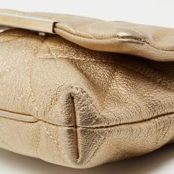 مملوكة مسبقًا CH Carolina Herrera Metallic Gold Quilted Leather Flap Chain Shoulder Bag