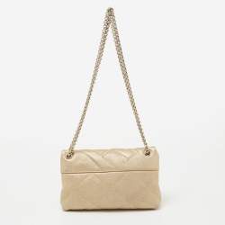 مملوكة مسبقًا CH Carolina Herrera Metallic Gold Quilted Leather Flap Chain Shoulder Bag