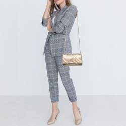 مملوكة مسبقًا CH Carolina Herrera Metallic Gold Quilted Leather Flap Chain Shoulder Bag