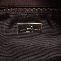 Pre Owned CH Carolina Herrera Purple Logo Embossed Leather Shoulder Bag