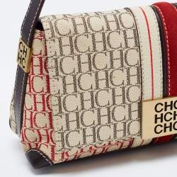 Pre Owned CH Carolina Herrera Multicolor Monogram Canvas and Leather Shoulder Bag