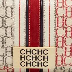 Pre Owned CH Carolina Herrera Multicolor Monogram Canvas and Leather Shoulder Bag