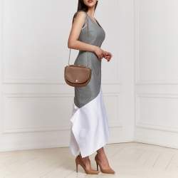 Pre Owned CH Carolina Herrera Brown Leather Flap Chain Shoulder Bag