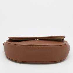 Pre Owned CH Carolina Herrera Brown Leather Flap Chain Shoulder Bag