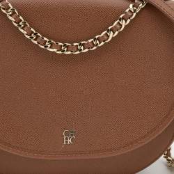 Pre Owned CH Carolina Herrera Brown Leather Flap Chain Shoulder Bag