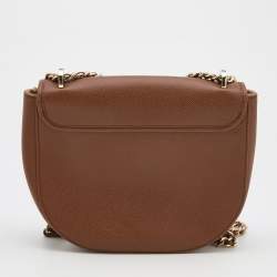 Pre Owned CH Carolina Herrera Brown Leather Flap Chain Shoulder Bag