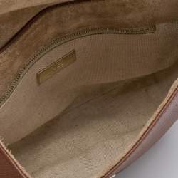 Pre Owned CH Carolina Herrera Brown Leather Flap Chain Shoulder Bag