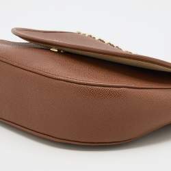 Pre Owned CH Carolina Herrera Brown Leather Flap Chain Shoulder Bag