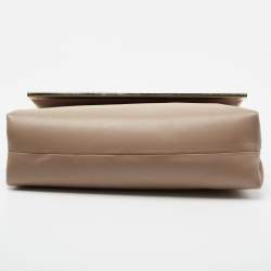 Pre Owned CH Carolina Herrera Beige Leather Top Handle Bag