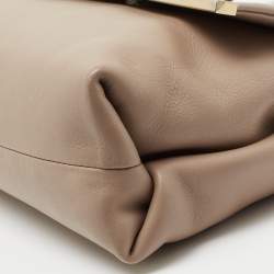 Pre Owned CH Carolina Herrera Beige Leather Top Handle Bag