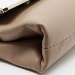 Pre Owned CH Carolina Herrera Beige Leather Top Handle Bag