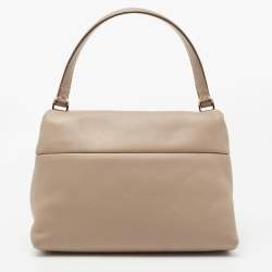 Pre Owned CH Carolina Herrera Beige Leather Top Handle Bag