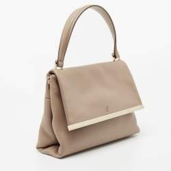 Pre Owned CH Carolina Herrera Beige Leather Top Handle Bag