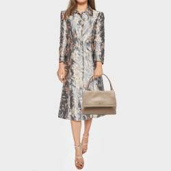 Pre Owned CH Carolina Herrera Beige Leather Top Handle Bag