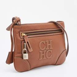 مملوكة مسبقًا CH Carolina Herrera Brown Leather CH Crossbody Bag