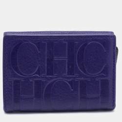 Pre Owned CH Carolina Herrera Indigo Leather Compact Wallet