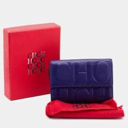 Pre Owned CH Carolina Herrera Indigo Leather Compact Wallet