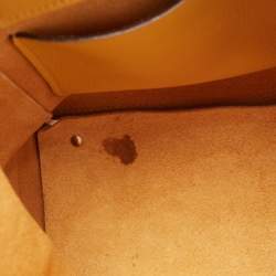 Pre Owned CH Carolina Herrera Dark Yellow Grained Leather Tote