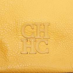 Pre Owned CH Carolina Herrera Dark Yellow Grained Leather Tote